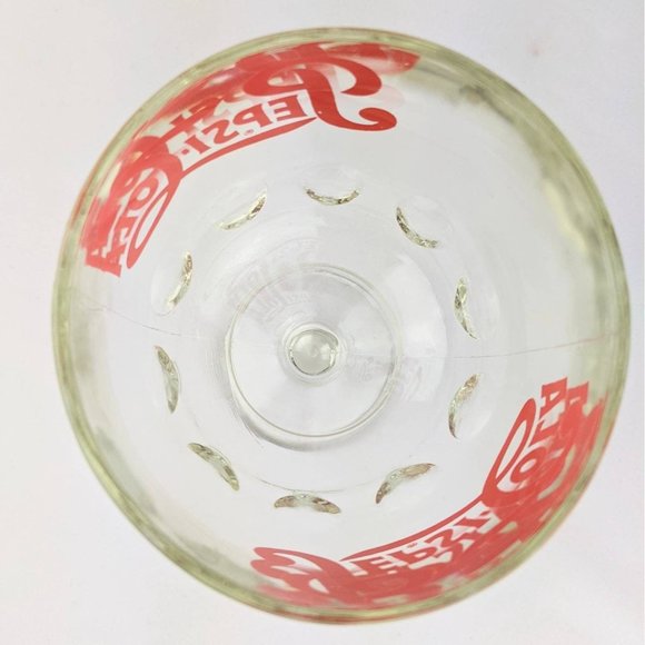 Vintage Pepsi Clear Glass Goblet Stemware | Clear Glass Thumbprint Water Goblet - Picture 3 of 9